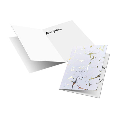 Eid Mubarak Cards - White & Gold Marble Foiled (Pack of 5)