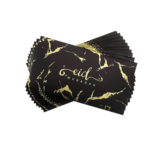 Eid Mubarak Money Envelopes - Black & Gold Marble