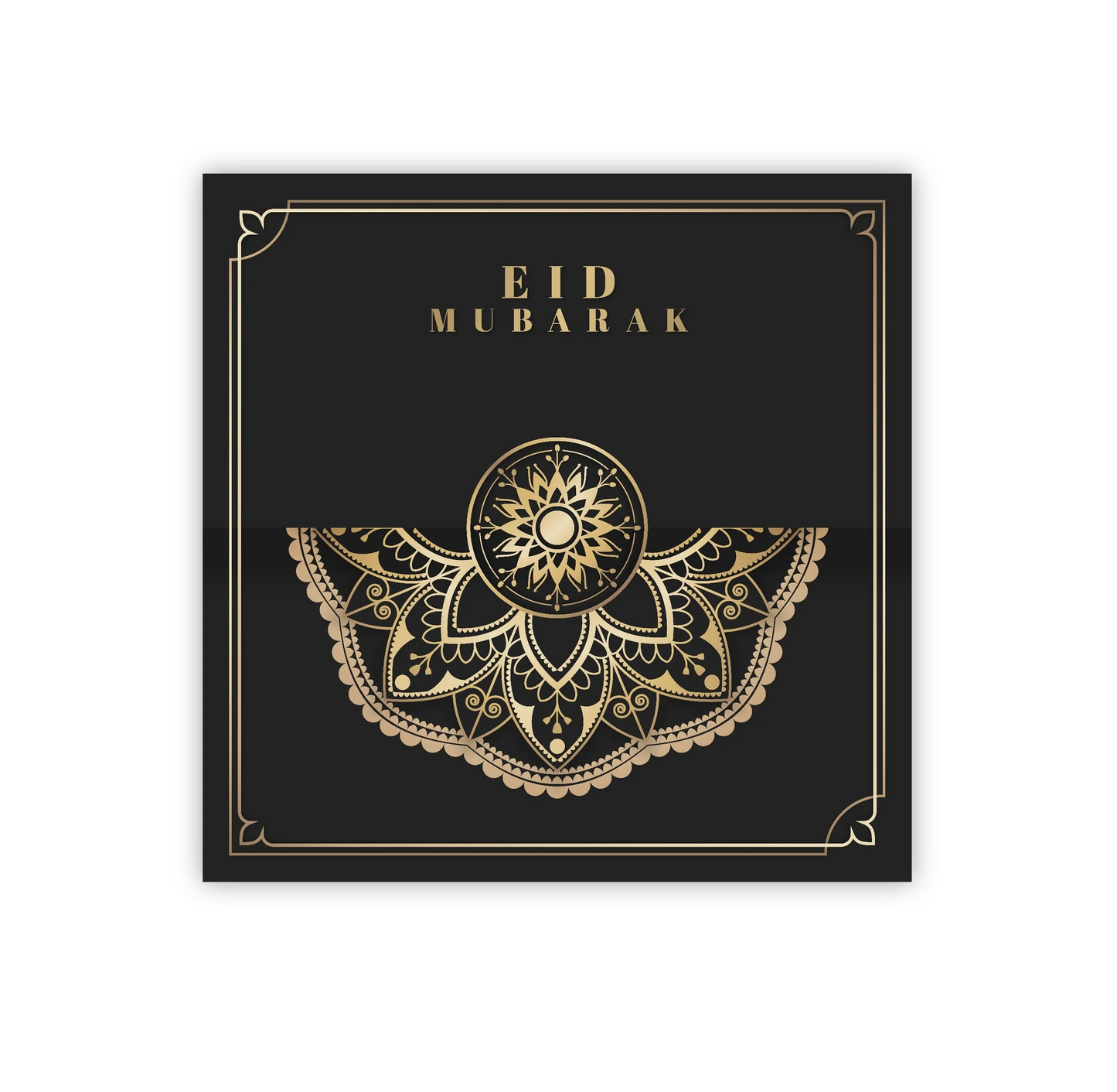 Eid Mubarak Card - Black & Gold Geometric