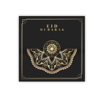 Eid Mubarak Card - Black & Gold Geometric