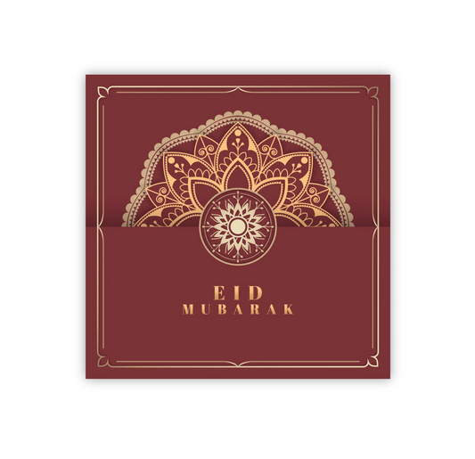 Eid Mubarak Card - Red & Gold Geometric