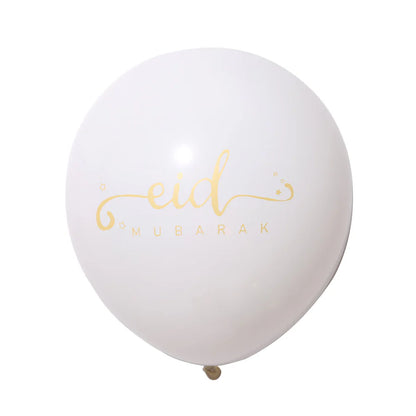 Eid Mubarak Balloons - Pearl - White & Gold